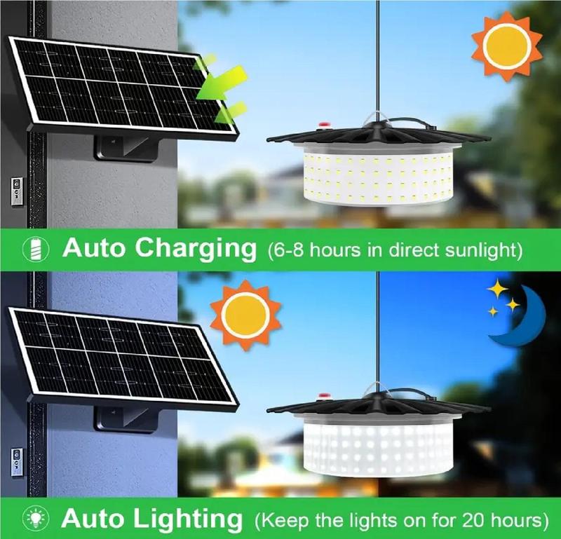 Solar Shed Lights Outdoor Indoor 1000LM,Led Solar Powered Pendant Lights with Remote Control Waterproof for Gazebo Porch Hanging