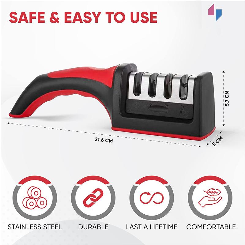 4-Stage Professional Kitchen Knife Sharpener - Knife Sharpener Helps Repair, Restore, Polish Blades and 4 Stage Sharpening Slots