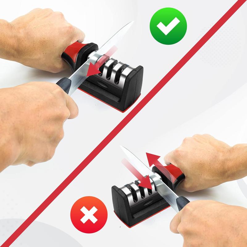 4-Stage Professional Kitchen Knife Sharpener - Knife Sharpener Helps Repair, Restore, Polish Blades and 4 Stage Sharpening Slots