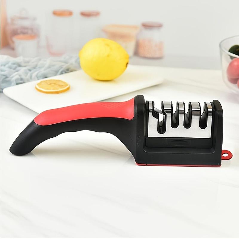 4-Stage Professional Kitchen Knife Sharpener - Knife Sharpener Helps Repair, Restore, Polish Blades and 4 Stage Sharpening Slots