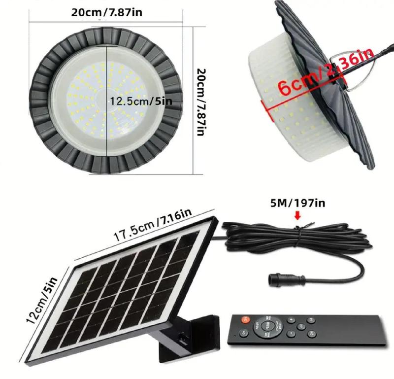 Solar Shed Lights Outdoor Indoor 1000LM,Led Solar Powered Pendant Lights with Remote Control Waterproof for Gazebo Porch Hanging