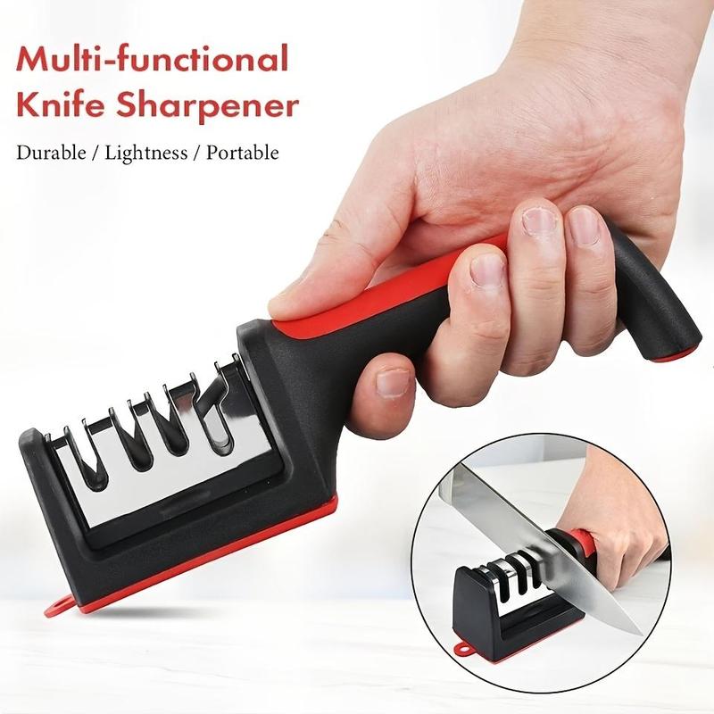 4-Stage Professional Kitchen Knife Sharpener - Knife Sharpener Helps Repair, Restore, Polish Blades and 4 Stage Sharpening Slots