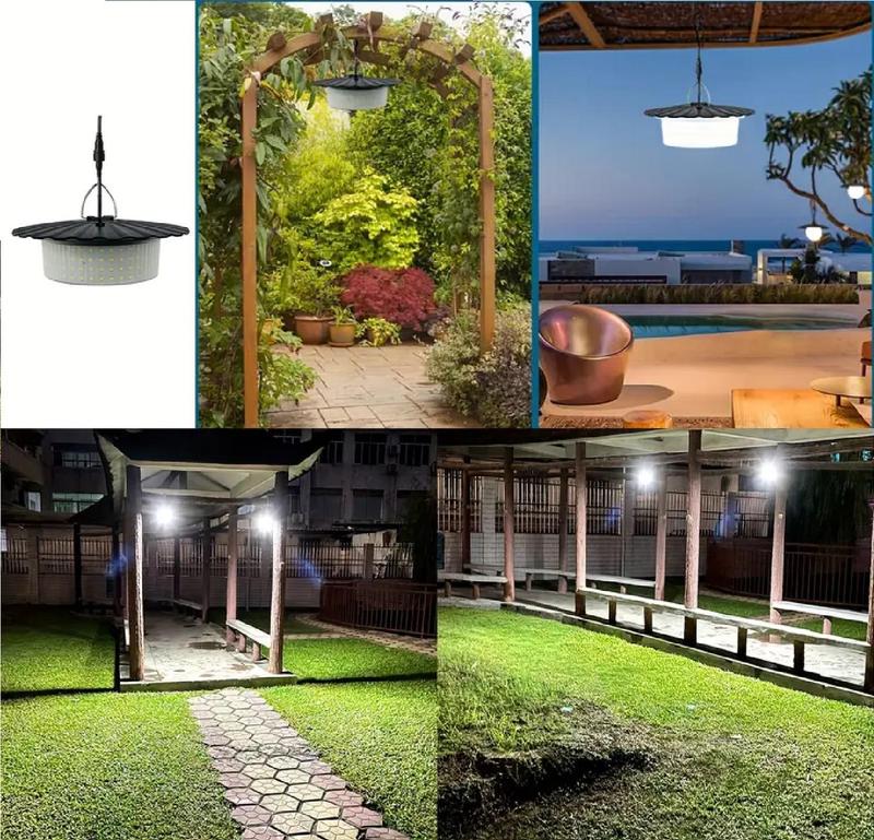 Solar Shed Lights Outdoor Indoor 1000LM,Led Solar Powered Pendant Lights with Remote Control Waterproof for Gazebo Porch Hanging